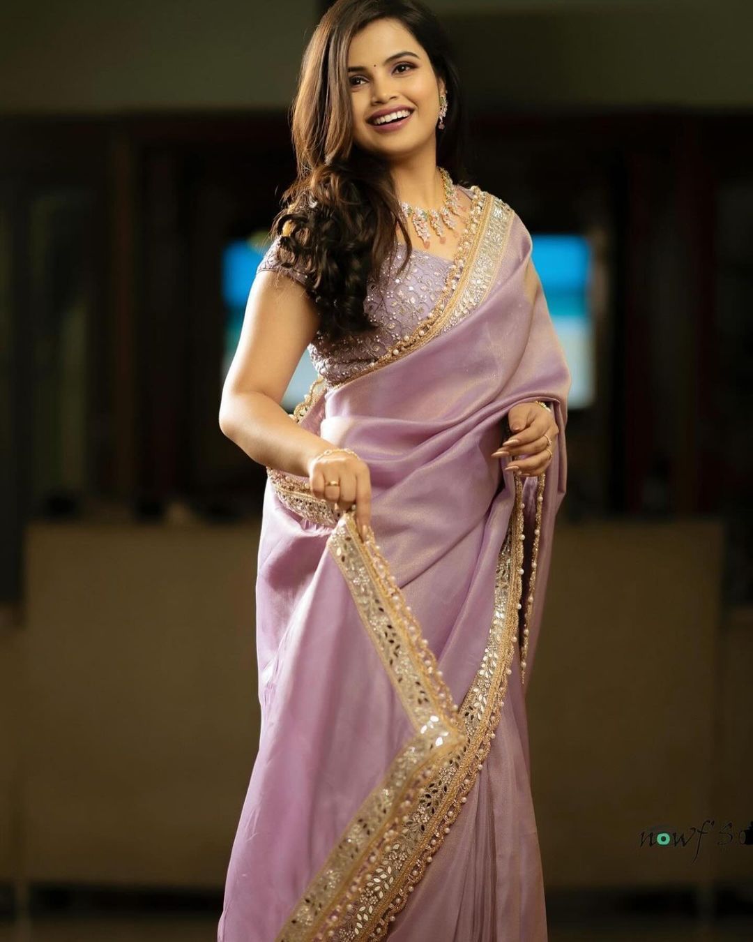 Lavender Tissue Silk Party Wear Shimmer Saree 18025