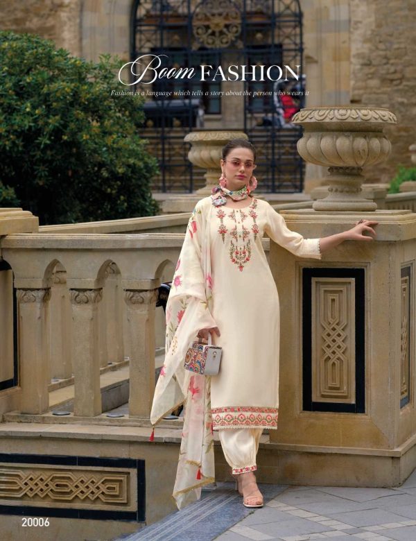 White Silk Suit With Afghani Pants & Silk Dupatta 2006