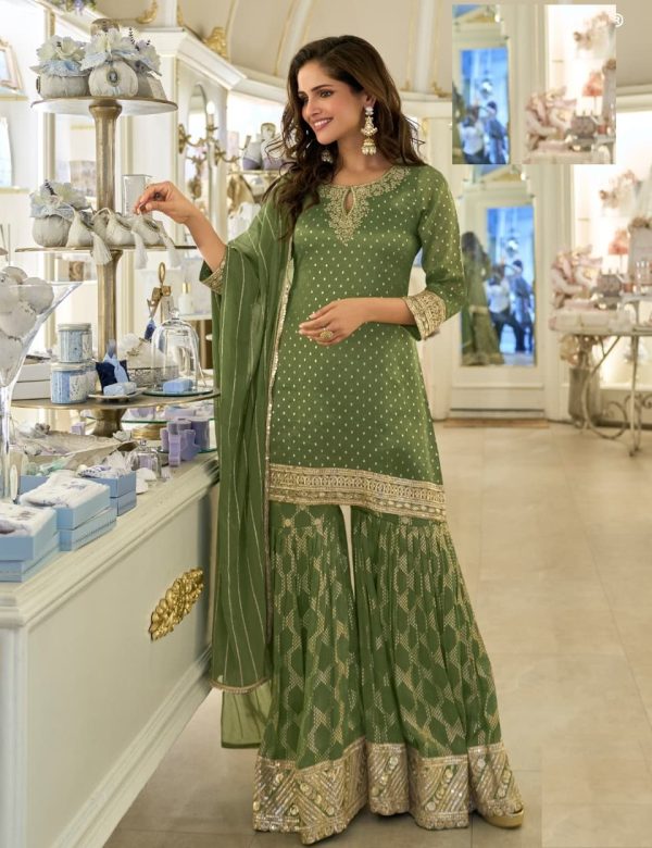 Shimmer Silk Wedding Sharara Suits 5857