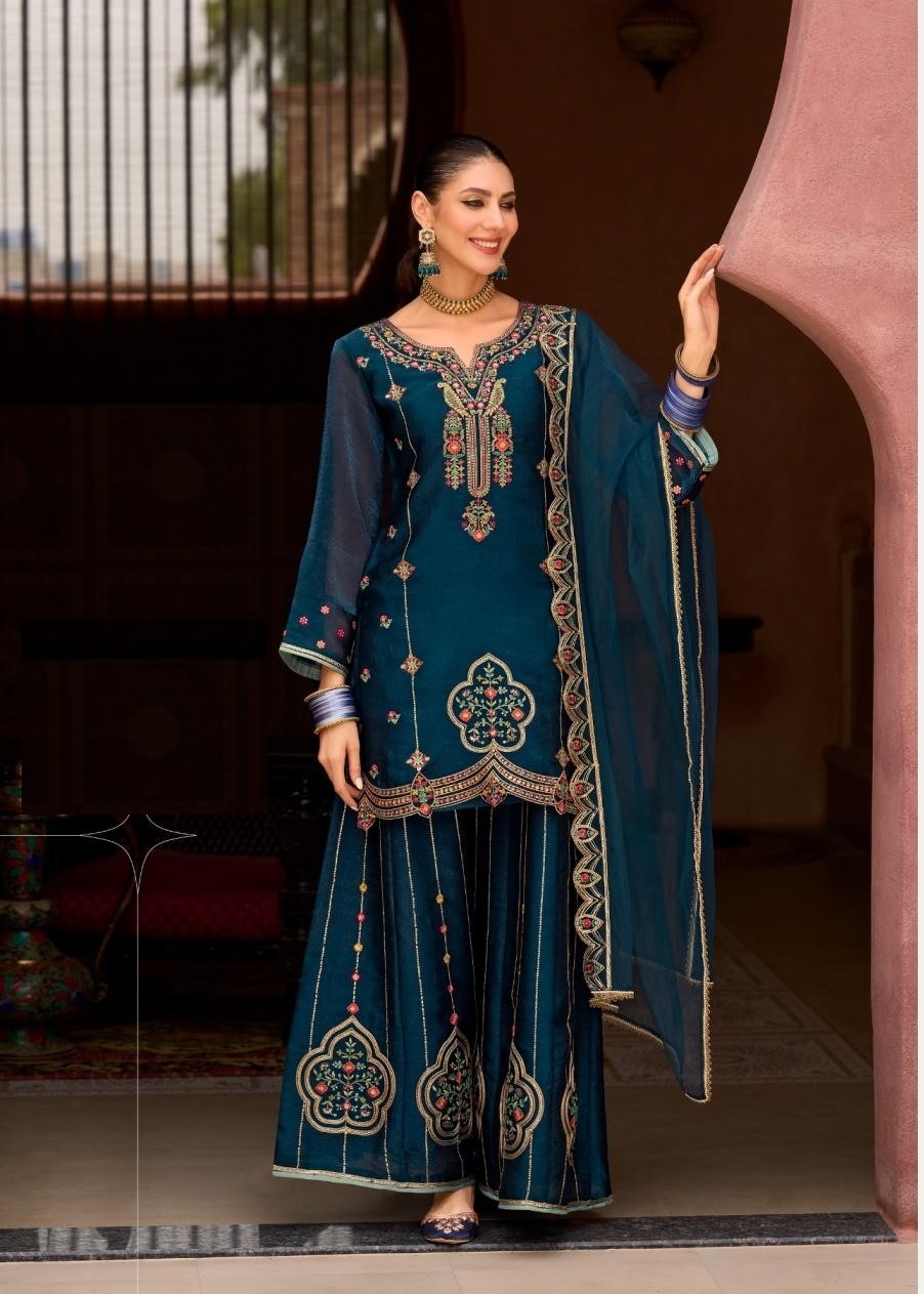 Tissue Silk Handwork Wedding Sharara Suits 29101