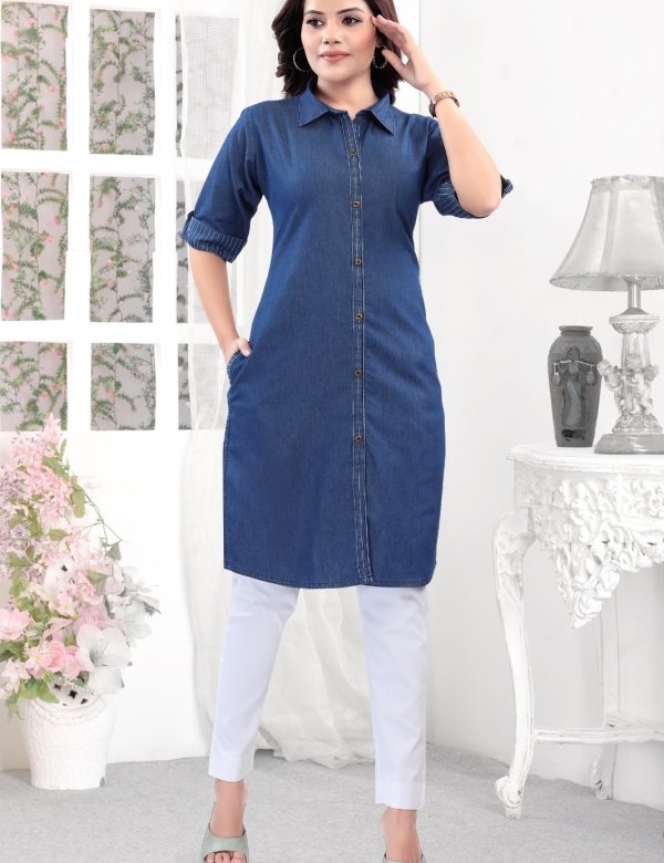 Stylish Straight Fit Denim Kurtis 6043