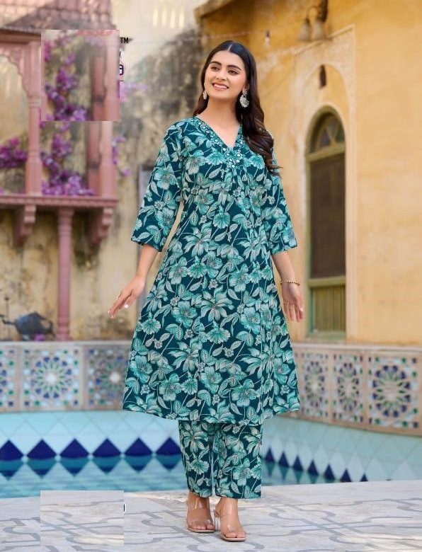 Dark Blue Pure Cotton Kurta Sets For Summer 1006