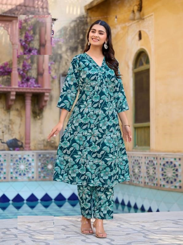 Dark Blue Pure Cotton Kurta Sets For Summer 1006