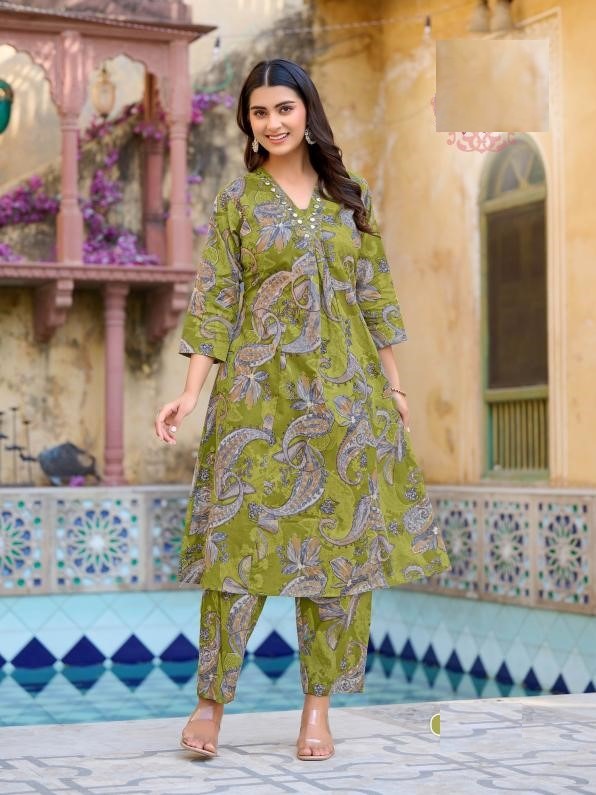 Light Green Pure Cotton Kurta Sets For Summer 1008
