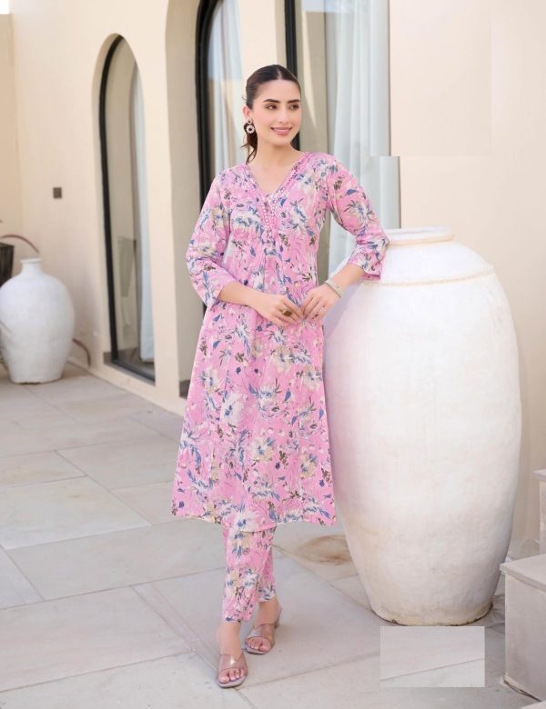 Light Pink Pure Cotton Kurta Sets For Summer 2001