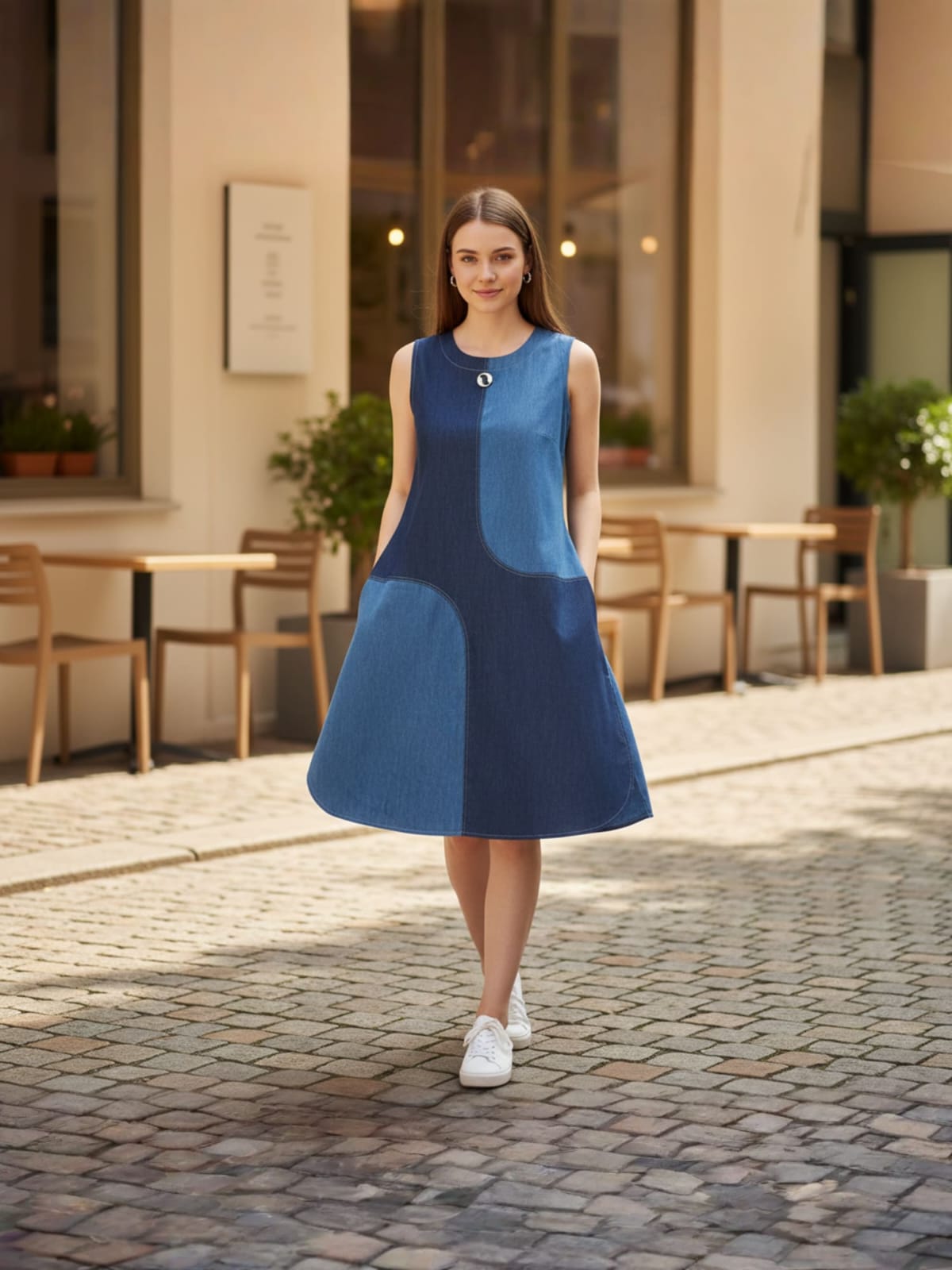 Summer Collection Denim One Piece For Office And Casual Wear 6123