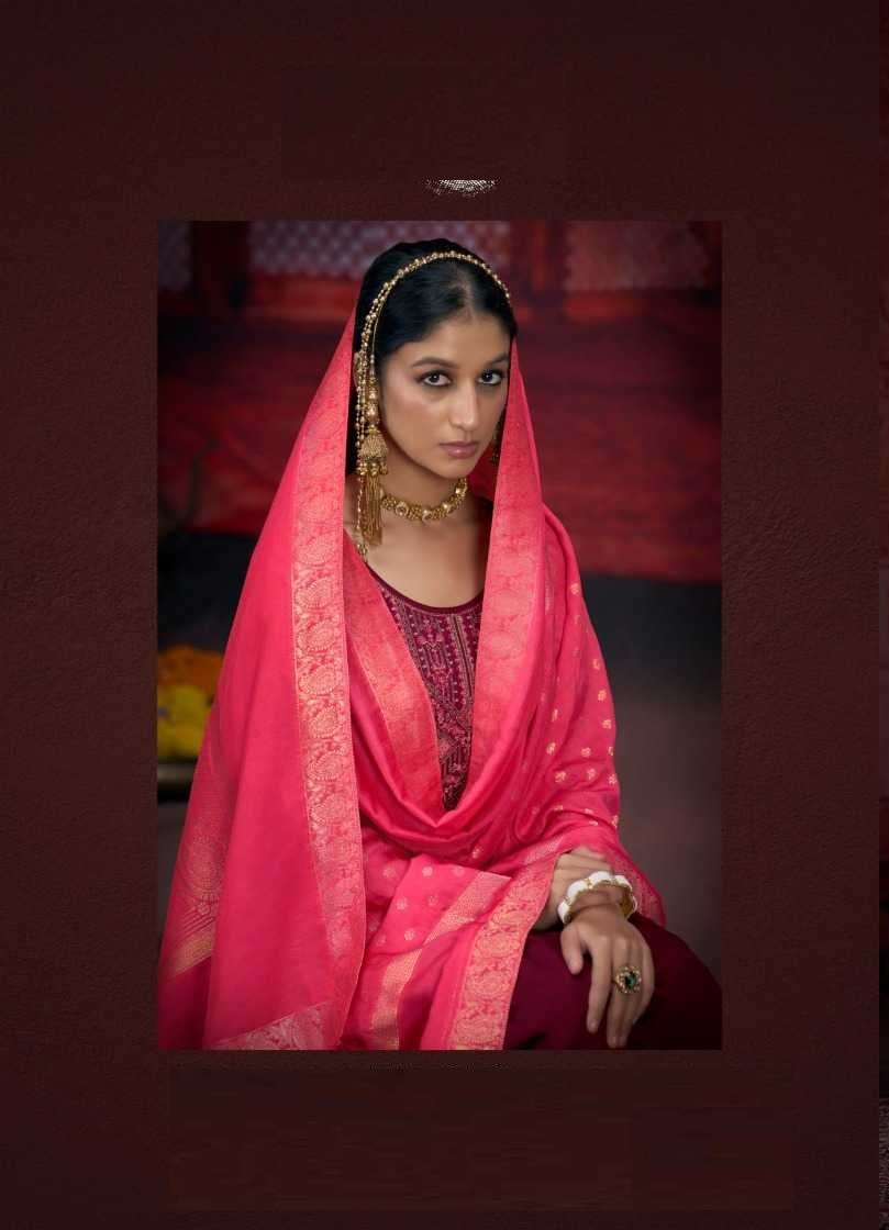 Maroon Full Stitched Plus Size Silk Suits With Jacquard Dupatta 12171 - Image 2