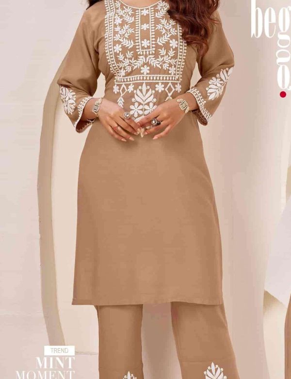 Lucknowi Work Casual Wear Mal Cotton Cord Set 1001
