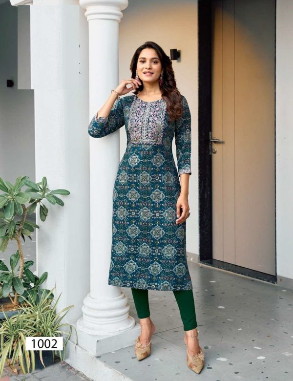 Peacock Bandhani Print Mal Cotton Straight Fit Kurtis 1002