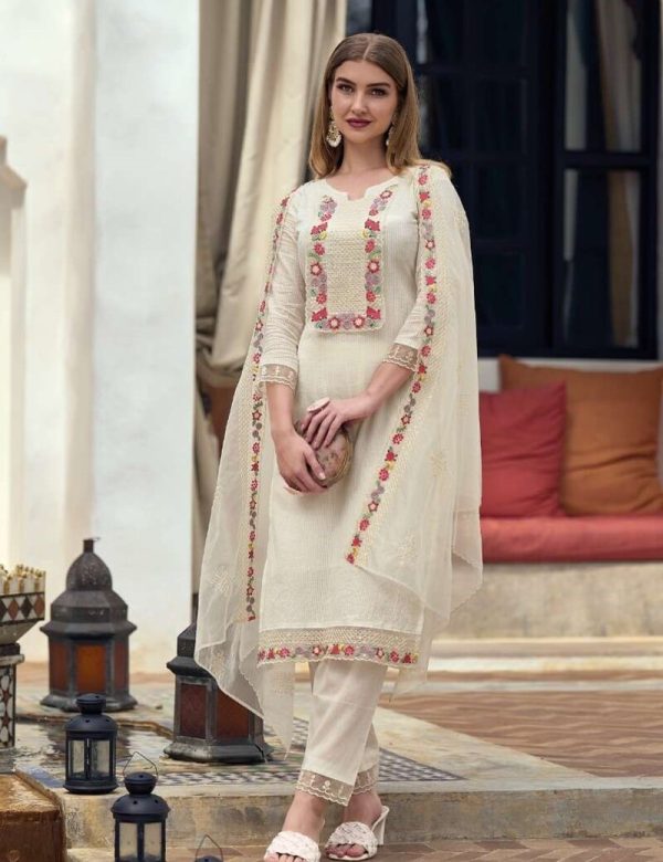 Pure Cotton Churidar Suits With Heavy Organza Dupatta 1122