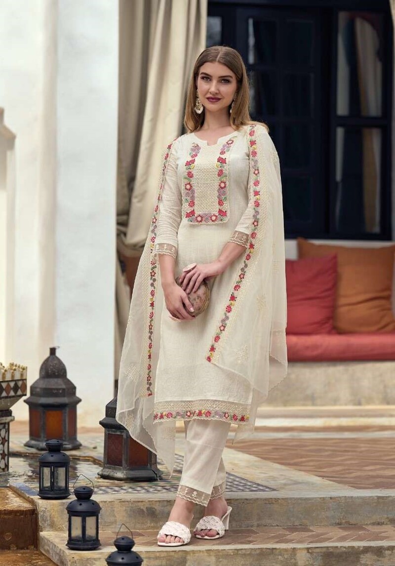 Pure Cotton Churidar Suits With Heavy Organza Dupatta 1122