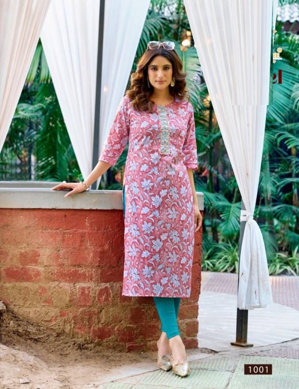 Straight Fit Printed Summer Wear Kurtis 1001