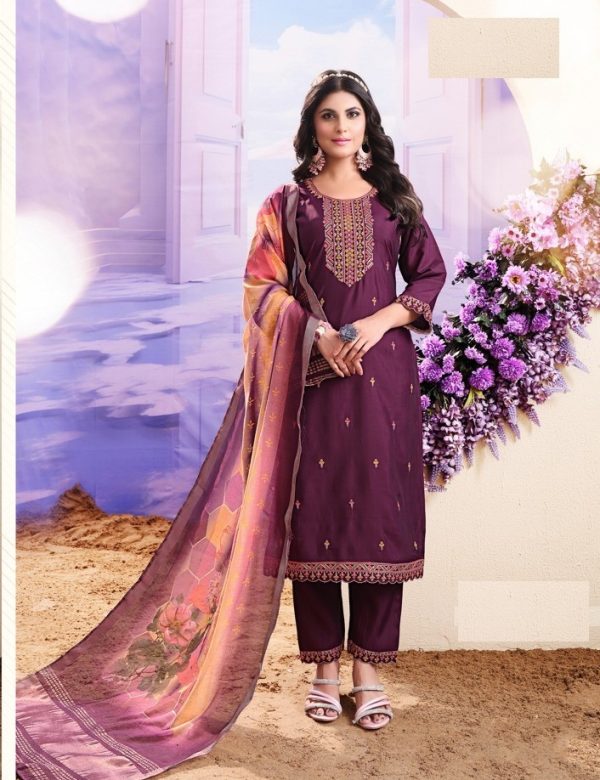 Purple Roman Silk Suit With Digital Print Dupatta 204