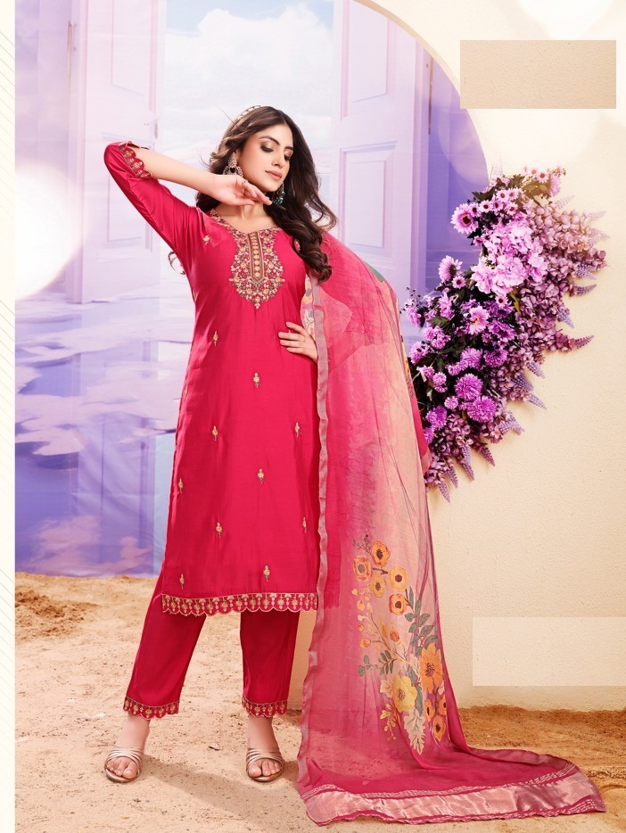 Pink Roman Silk Suit With Digital Print Dupatta 206