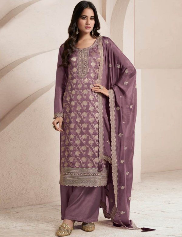 Jacquard Viscose Silk Semi Stitched Wedding Suits 70351