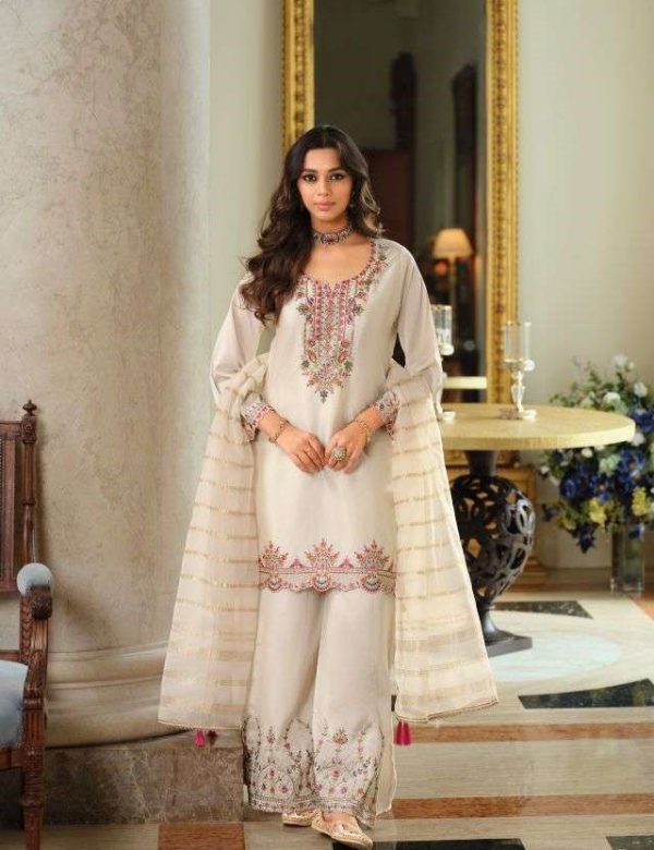 Shimmer Silk Hand Work Full Stitched Palazzo Suits 30401