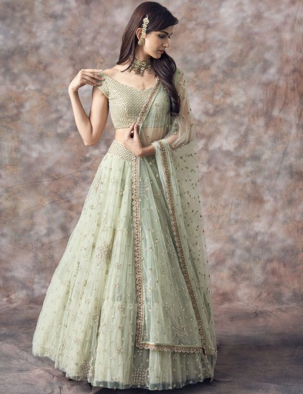 Pastel Green Wedding Lehenga V3-144