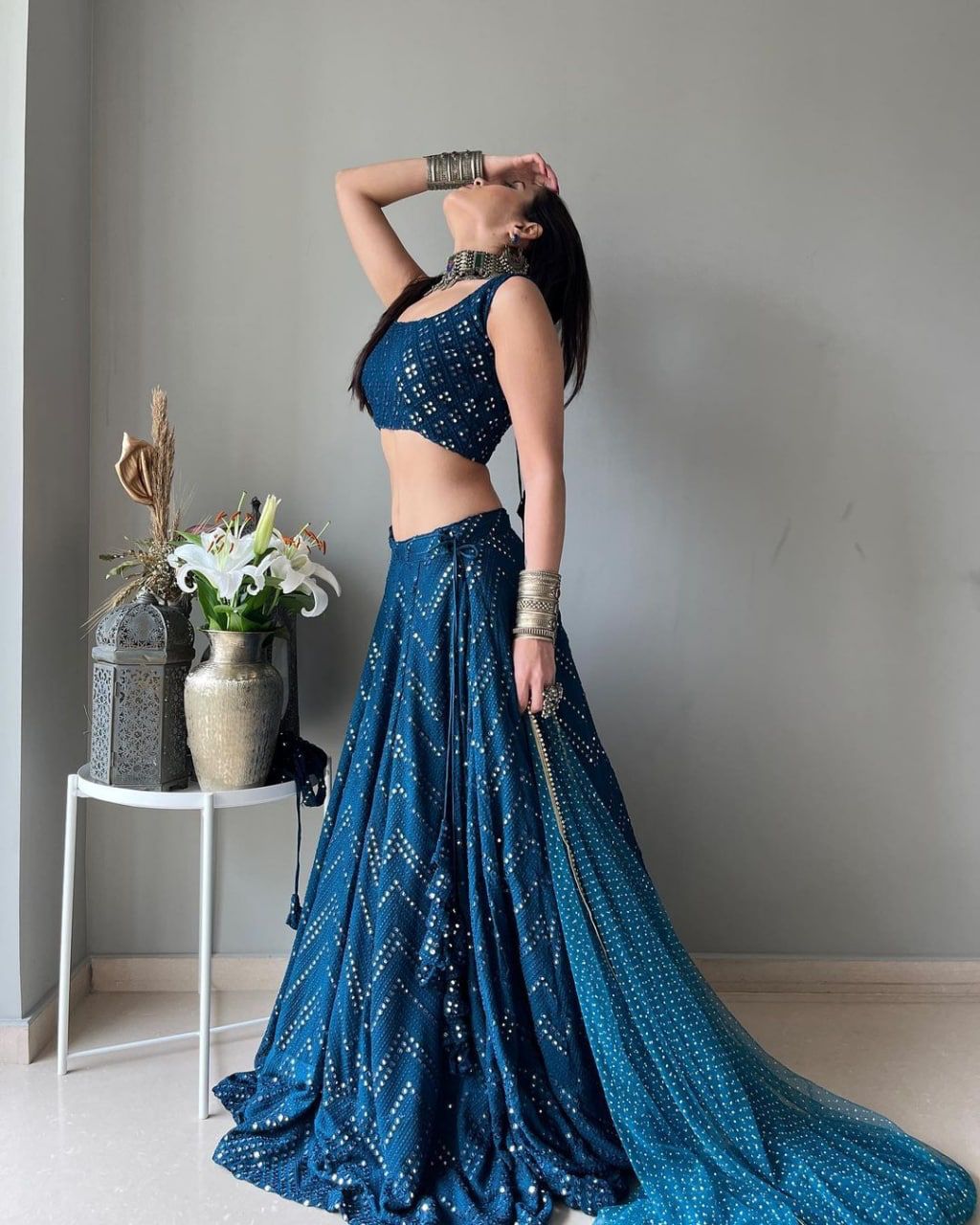 All Over Sequins Work Wedding Lehenga 323 - Image 4