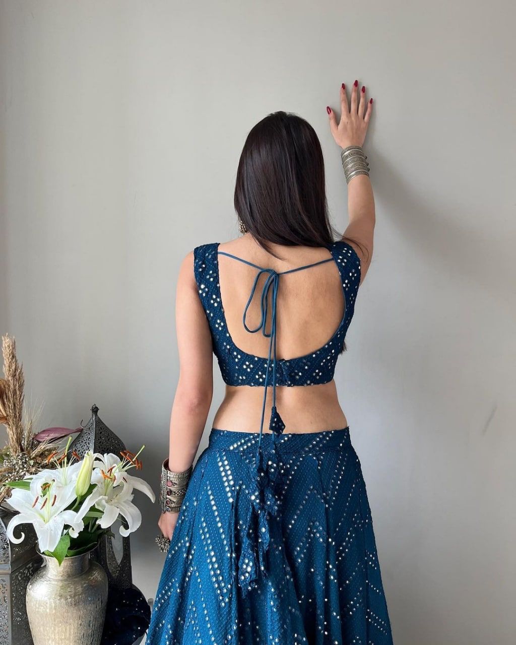 All Over Sequins Work Wedding Lehenga 323 - Image 3