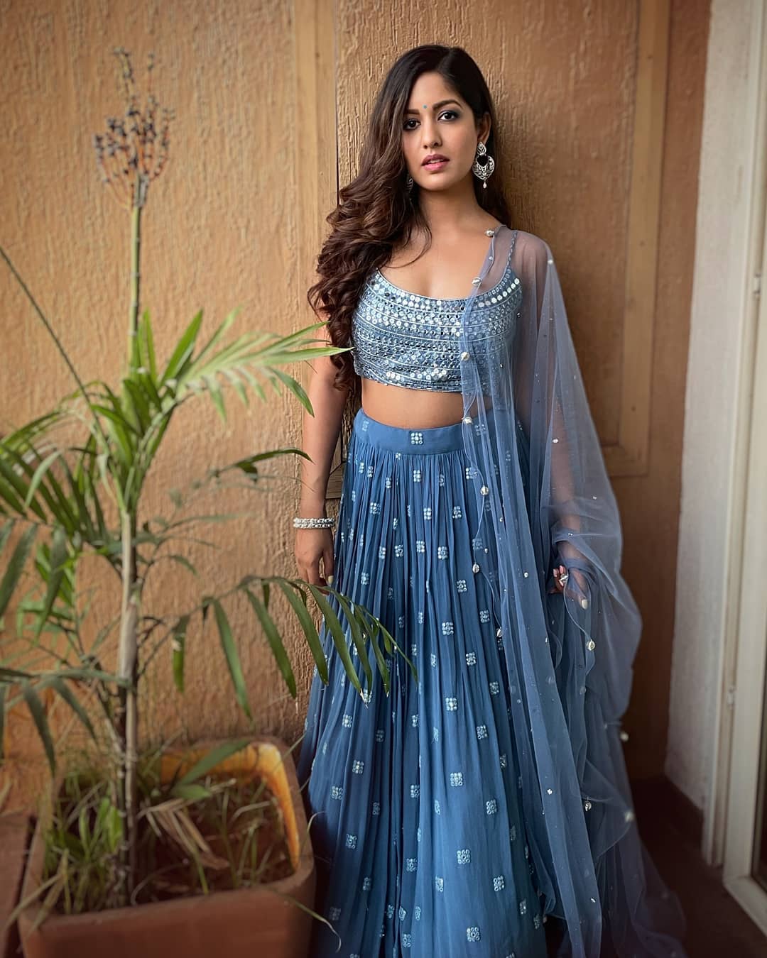 Ishita Dutta Celebrity Heavy Sequins Work Georgette Lehenga V3-337