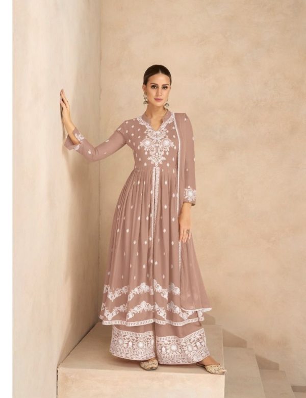 Lavender Rayon Lucknowi Casual Wear Palazzo Suits 1031O