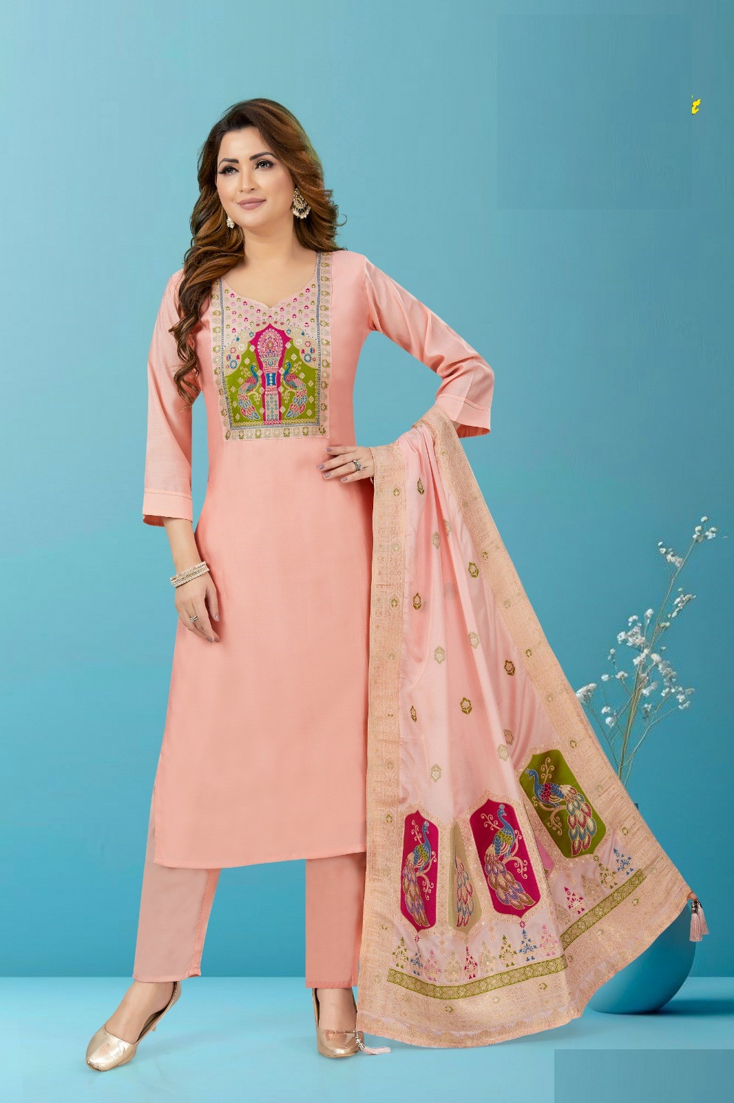 Festive Wear Silk Suits With Heavy Paithani Dupatta 3110