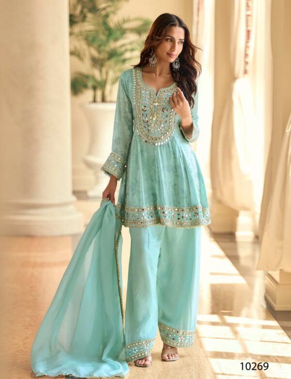 Wedding Look Real Mirror Work Silk Suits 10269