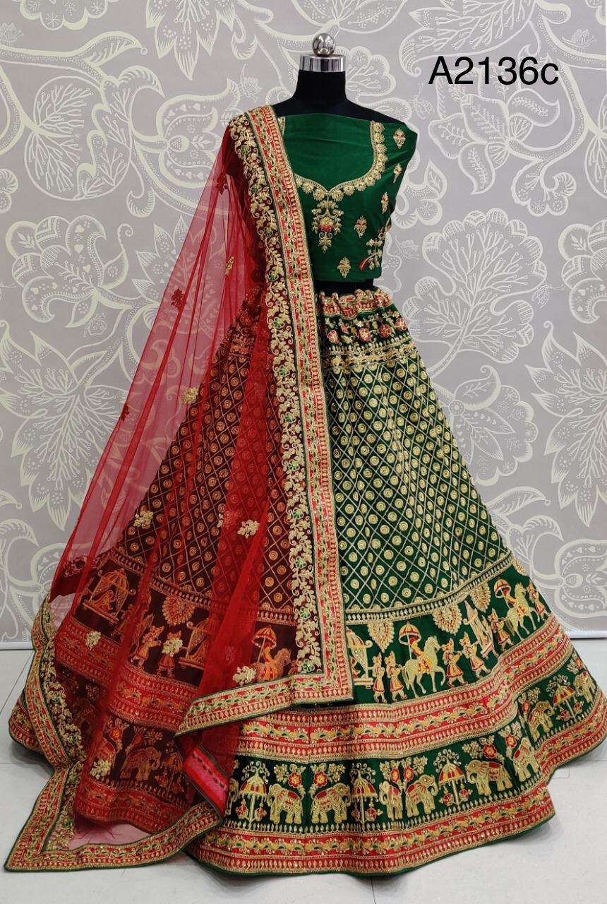 Superior Red & White Handwork Silk Bridal Panetar Lehenga Choli